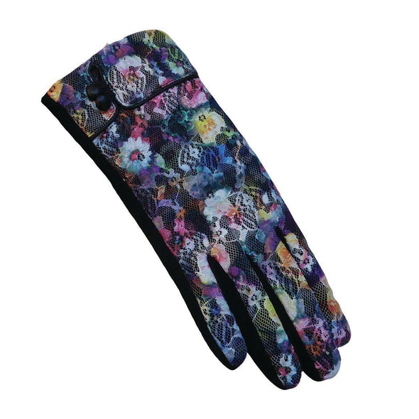 Retro style floral lace gloves with knit palms