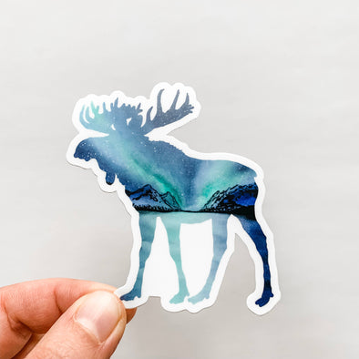 Moose Northern Lights Sticker