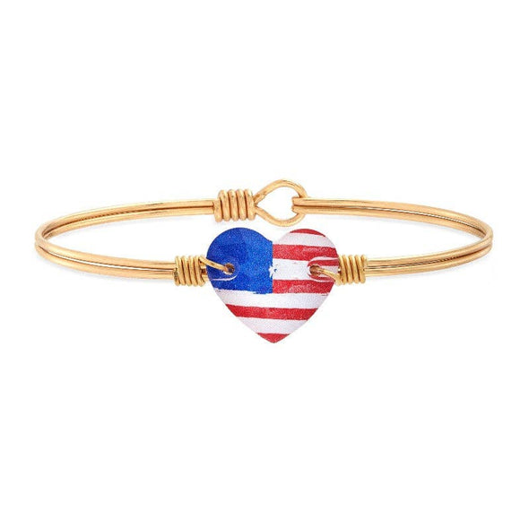 Americana Crystal Heart Bangle Bracelet