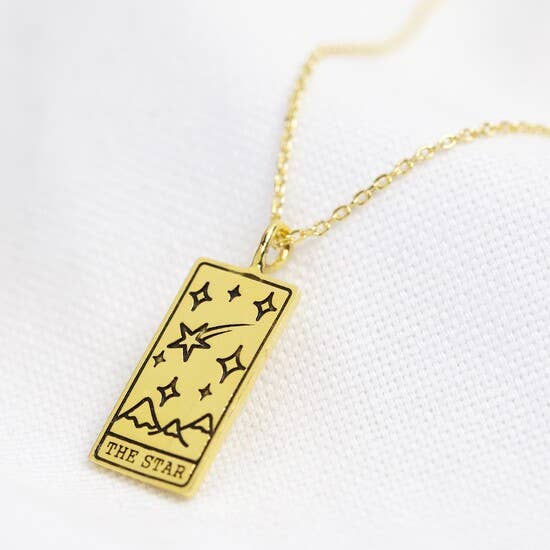 Gold The Star Tarot Card Pendant Necklace