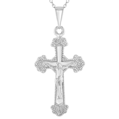 Sterling Silver Cross Crucifix Pendant Necklace