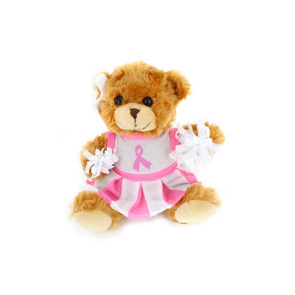 Pink Ribbon Cheerleader Bear 6"