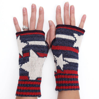 Recycled Cotton Hand Warmer Fingerless Glove - Stars