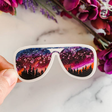 Sunglasses Night Sky Watercolor Sticker Decal