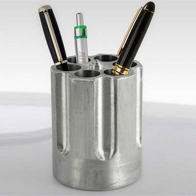 Revolver Cylinder Pen Holder, Aluminum