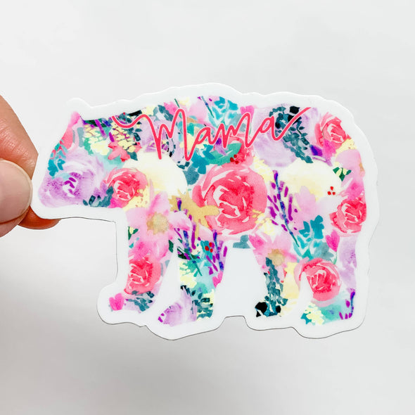 Mama Bear Bright Floral Sticker Decal