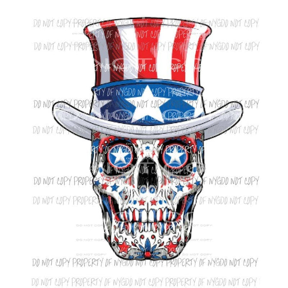 Sugar skull top hat Sublimation transfers usa 4th of july america memorial labor day