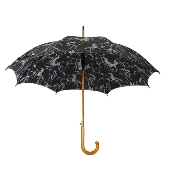 AWST Int'l Lila Linear Horses Umbrella: Black