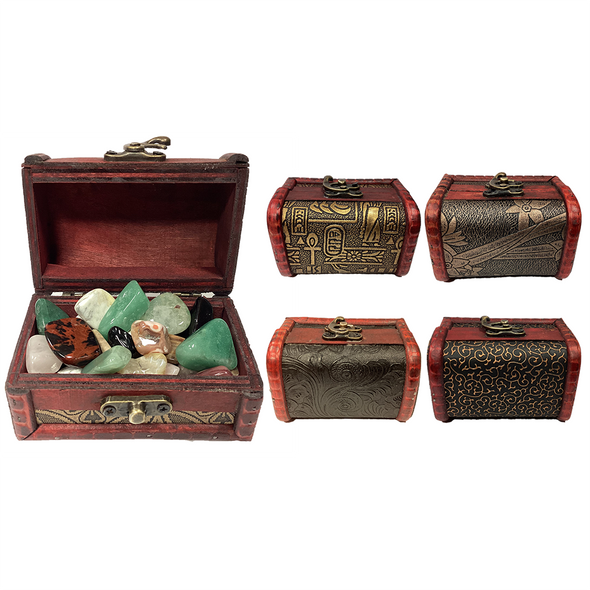 Treasure Chest with Assorted Tumble Stones