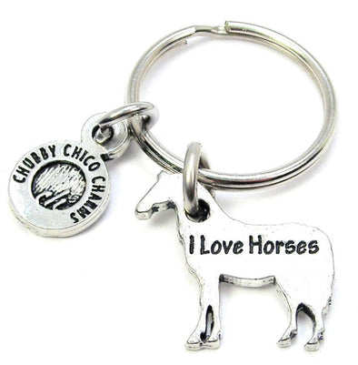 I Love Horses Key Chain | Pewter