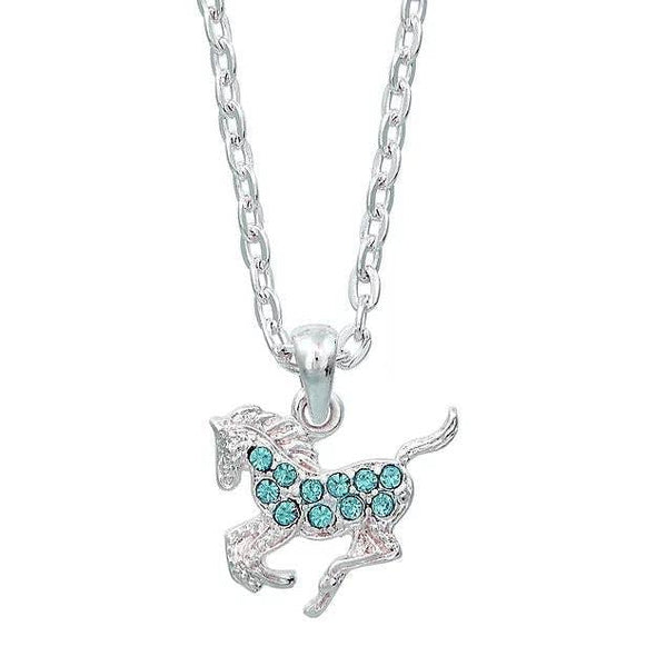 AWST Int'l Aqua Precious Pony Necklace w/Aqua Horse Head Gif