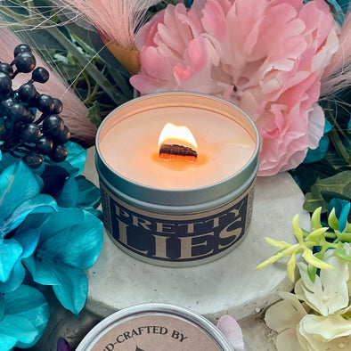 Pretty Lies - 8 oz Candle Tin - Wooden Wick