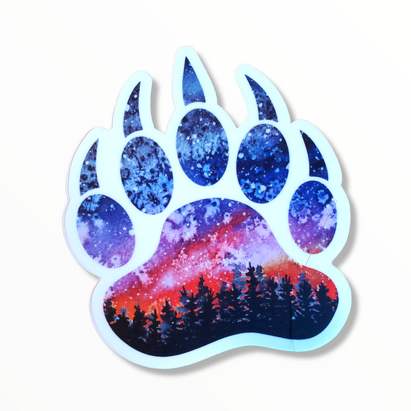 Grizzly Sunset Bear Paw Print Sticker Decal