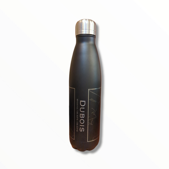 Dubois WY Map Insulated Bottle in Matte Black