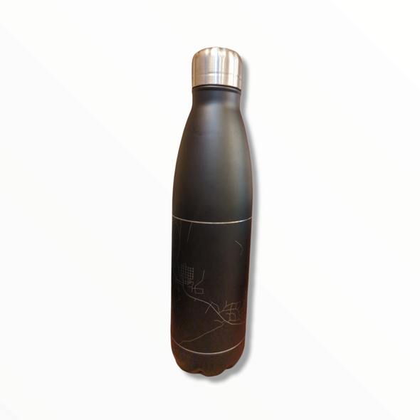 Dubois WY Map Insulated Bottle in Matte Black