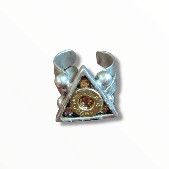 Triangle Once Fired Bullet Ring with Swarovski Crystals