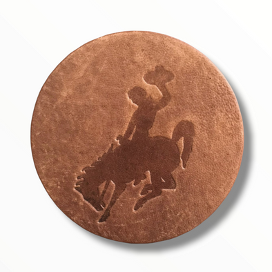 Bucking Horse & Rider Cowboy Leather Coaster