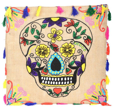 Embroidered Dia de los Muertos Pillow