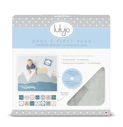 Mountain Themed Baby's First Year Muslin Blanket & Card Set