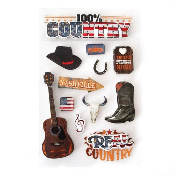 100% Real Country 3D Sticker