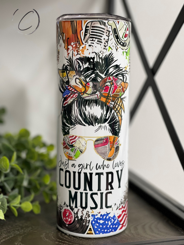 Just A Girl Who Loves Country Music 20oz Skinny Tumbler