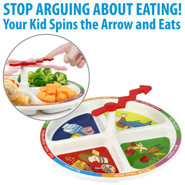 Four-Square Meal Plate with Spinning Arrow