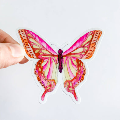 Watercolor Butterfly Pink Yellow Sticker