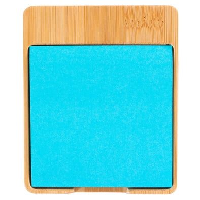 Bamboo Sticky Note Holder with Blue Notepads