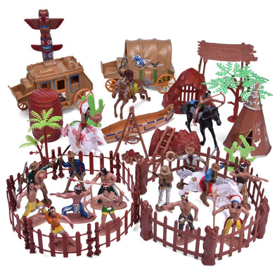 61 PCs Wild West Cowboys and Indians Plastic Figures
