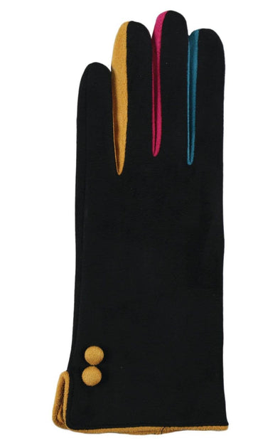 Black Faux Suede Gloves with Rainbow Fingers