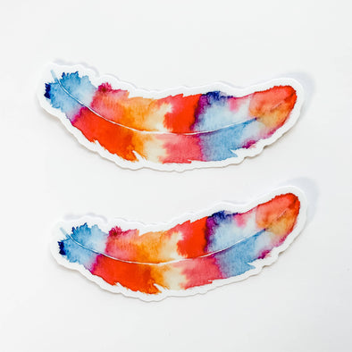 Watercolor Colorful Feather Sticker Decal