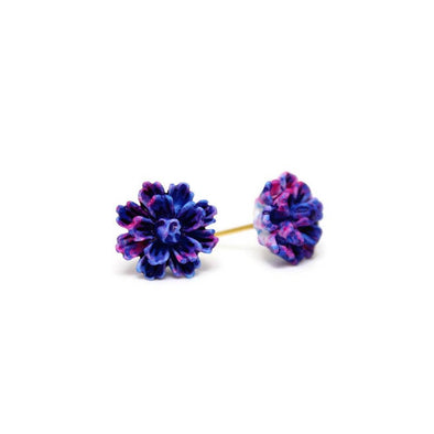Blue, Purple and Pink Flower Stud Earrings