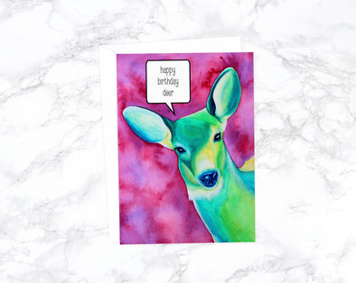 Happy Birthday Deer Greeting Card | Custom Art Print