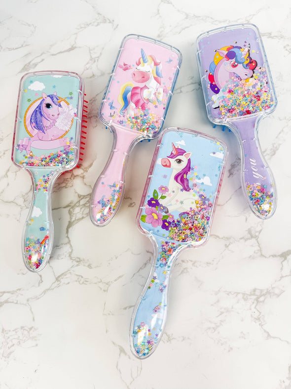 Glitter Unicorn Hair Brush Pack of 4