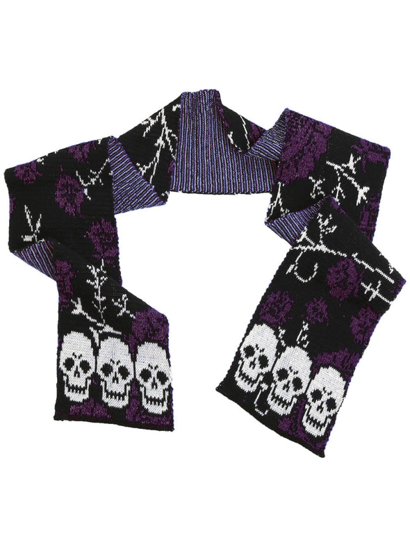 Women's Recycled Cotton Sweater Knit Scarf - Skull purple
