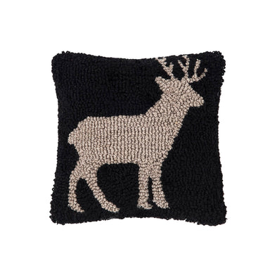 8" x 8" Deer Hooked Petite Pillow | Western Decor