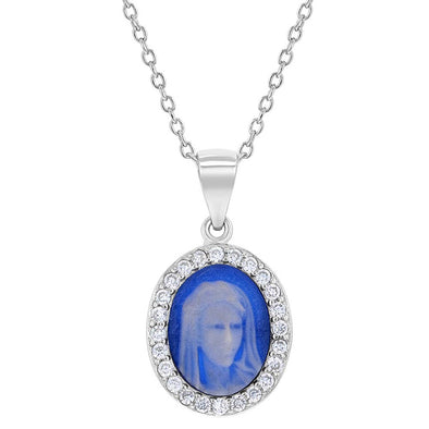 Sterling Silver Immaculate Mary Virgin Medal Necklace