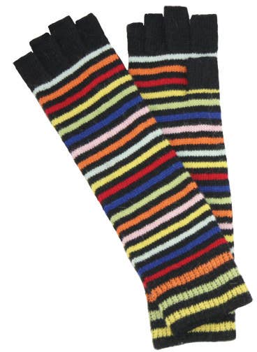 Striped fingerless knit glove arm warmers