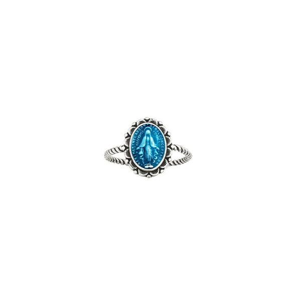 Miraculous Medal Ring in Blue