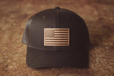 Leather Patch American Flag Trucker | Made in Wyoming