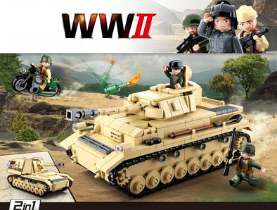 WWII Panzer IV 2-in-1 Tank Building Brick Kit (543 Pcs)