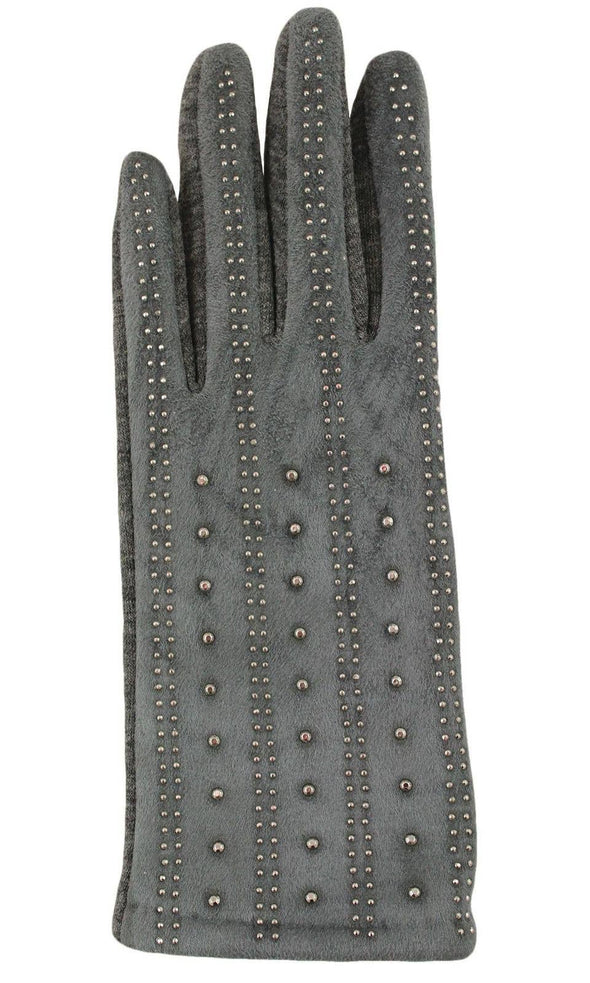 Shiny rhinestone studded gloves- faux suede