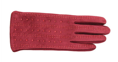 Shiny rhinestone studded gloves- faux suede