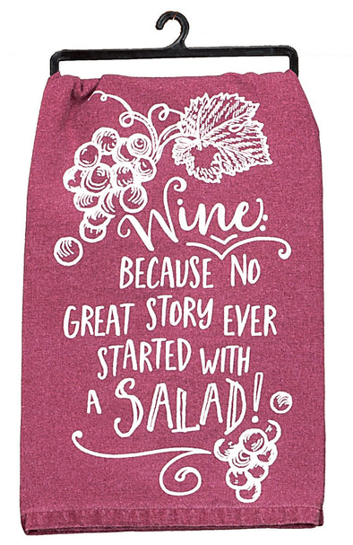 Funny Dish Towel- Wine not salad